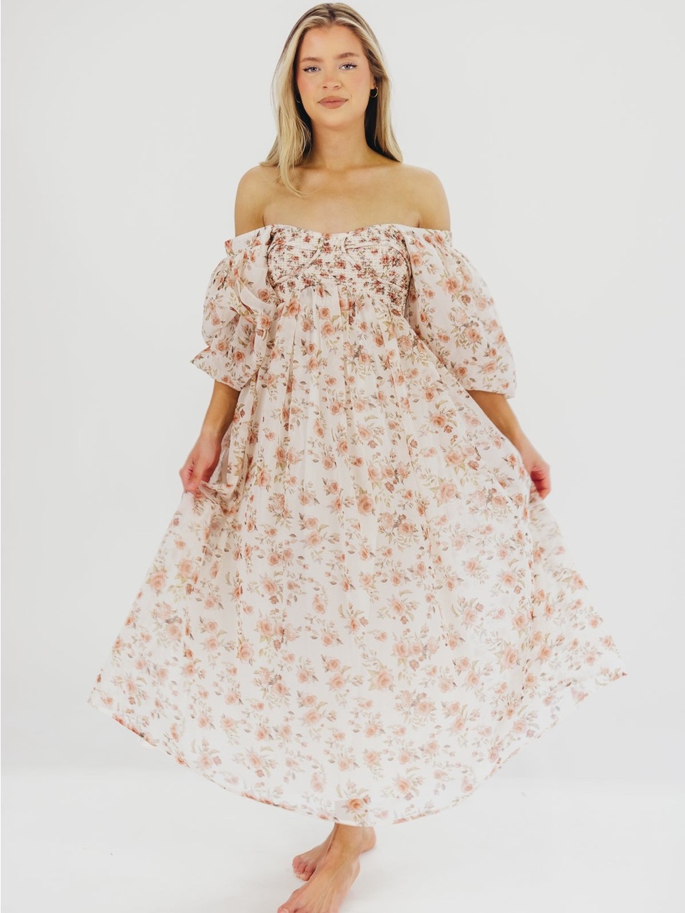 Harlow Maxi Dress in Ivory Floral - Bump Friendly